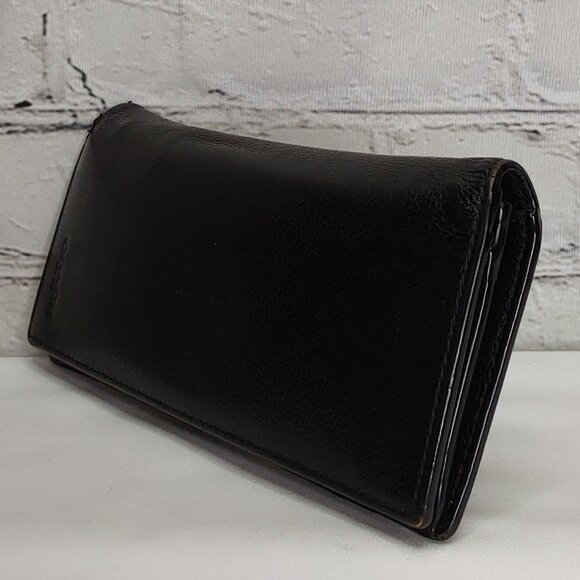 'COACH' PEBBLE LEATHER FULL-ZIP POCKET CARD SLOT LONG UNISEX WALLET BLACK/CHROME - Picture 6 of 16